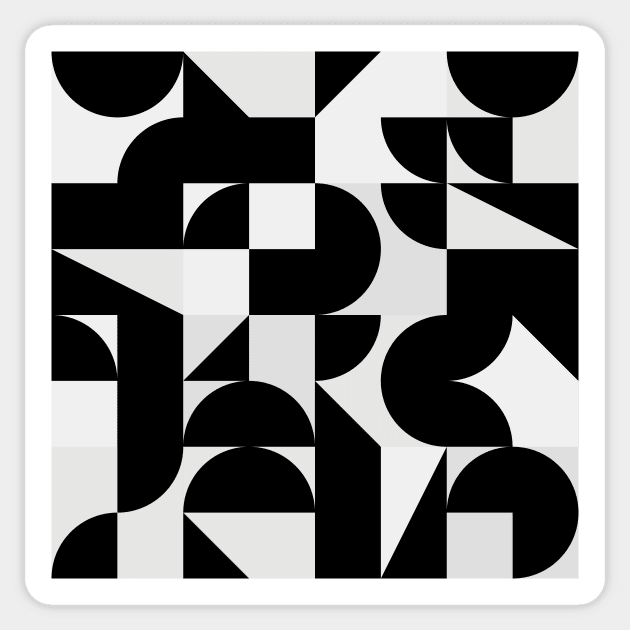 Modern Geometry / Minimal, Black, White, Grey Sticker by matise